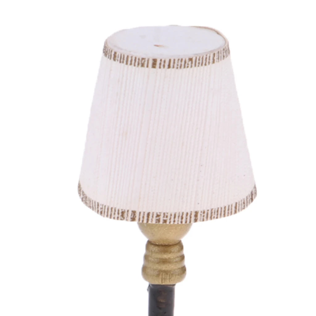 1/12 Dollhouse Miniature White Lampshade Floor Lamp Light Model Toys Furniture Decoration Accessory