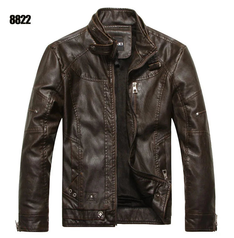 Men PU Leather Jackets New Motorcycle Men's Cotton Coat Autumn Winter Fleece Leather Jacket Jaqueta De Couro Masculina Casual