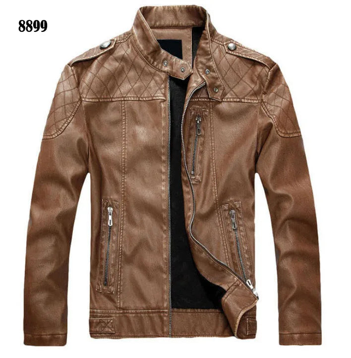 Men PU Leather Jackets New Motorcycle Men's Cotton Coat Autumn Winter Fleece Leather Jacket Jaqueta De Couro Masculina Casual