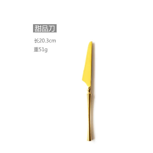 New Stainless Steel Golden Cutlery Set Mirror Polishing Dinnerware Tableware Dinner Knife Fork Foods Tools Kitchen Accessories