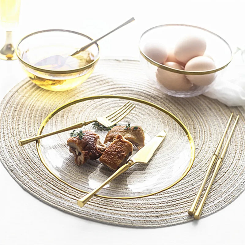 New Stainless Steel Golden Cutlery Set Mirror Polishing Dinnerware Tableware Dinner Knife Fork Foods Tools Kitchen Accessories