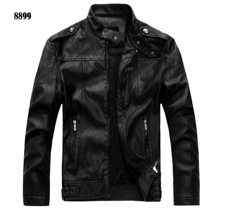 Men PU Leather Jackets New Motorcycle Men's Cotton Coat Autumn Winter Fleece Leather Jacket Jaqueta De Couro Masculina Casual