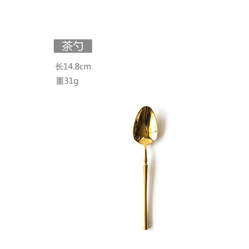 New Stainless Steel Golden Cutlery Set Mirror Polishing Dinnerware Tableware Dinner Knife Fork Foods Tools Kitchen Accessories