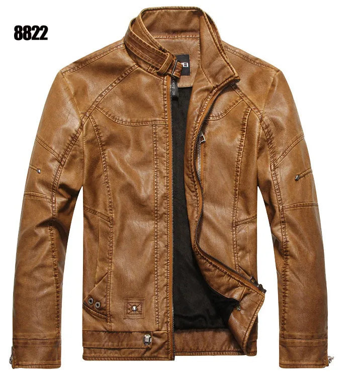 Men PU Leather Jackets New Motorcycle Men's Cotton Coat Autumn Winter Fleece Leather Jacket Jaqueta De Couro Masculina Casual