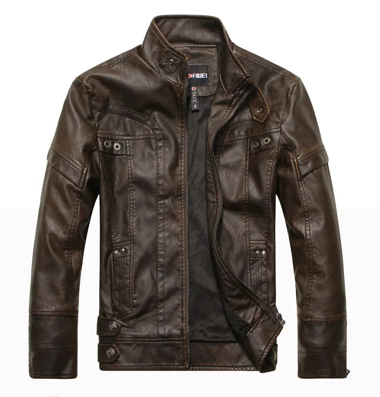 Men PU Leather Jackets New Motorcycle Men's Cotton Coat Autumn Winter Fleece Leather Jacket Jaqueta De Couro Masculina Casual