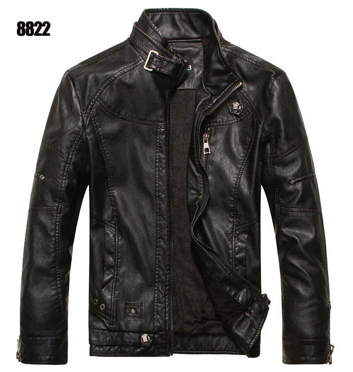 Men PU Leather Jackets New Motorcycle Men's Cotton Coat Autumn Winter Fleece Leather Jacket Jaqueta De Couro Masculina Casual