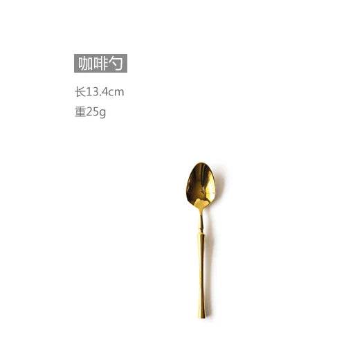 New Stainless Steel Golden Cutlery Set Mirror Polishing Dinnerware Tableware Dinner Knife Fork Foods Tools Kitchen Accessories