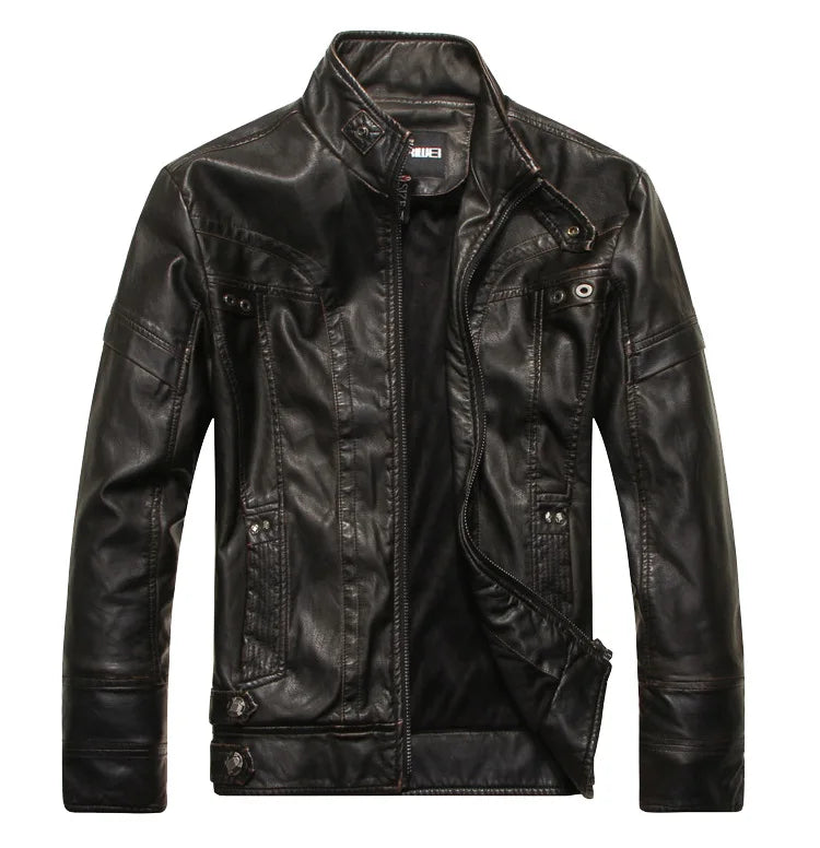 Men PU Leather Jackets New Motorcycle Men's Cotton Coat Autumn Winter Fleece Leather Jacket Jaqueta De Couro Masculina Casual