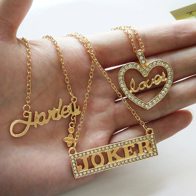 Drop Shipping Suicide Squads Jewelry Charm Jewelry Crystal Necklace Joker Necklace Lovers Necklace Wedding Jewelry