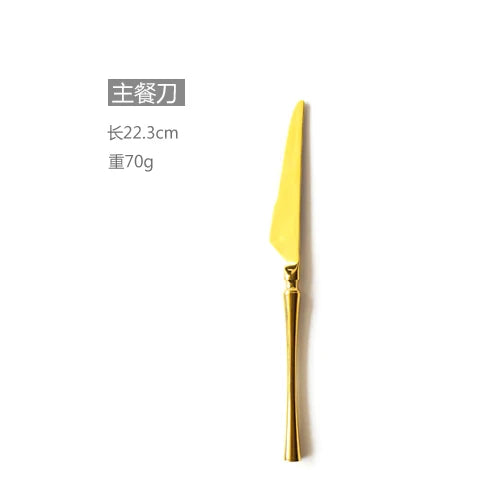 New Stainless Steel Golden Cutlery Set Mirror Polishing Dinnerware Tableware Dinner Knife Fork Foods Tools Kitchen Accessories