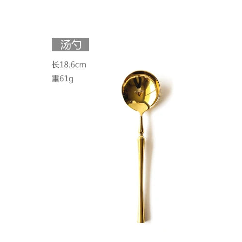 New Stainless Steel Golden Cutlery Set Mirror Polishing Dinnerware Tableware Dinner Knife Fork Foods Tools Kitchen Accessories