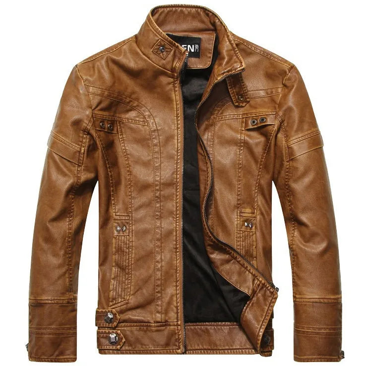 Men PU Leather Jackets New Motorcycle Men's Cotton Coat Autumn Winter Fleece Leather Jacket Jaqueta De Couro Masculina Casual