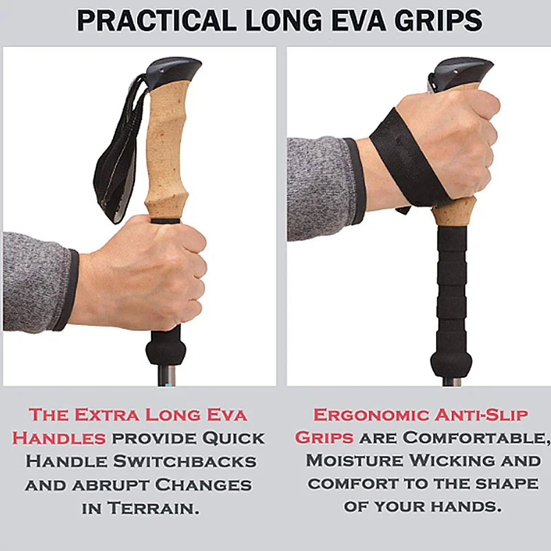 2 PCS Aluminum Alloy External Quick Lock Trekking Pole Nordic Walking Stick With Accessories For A Variety Of Terrain Scenarios