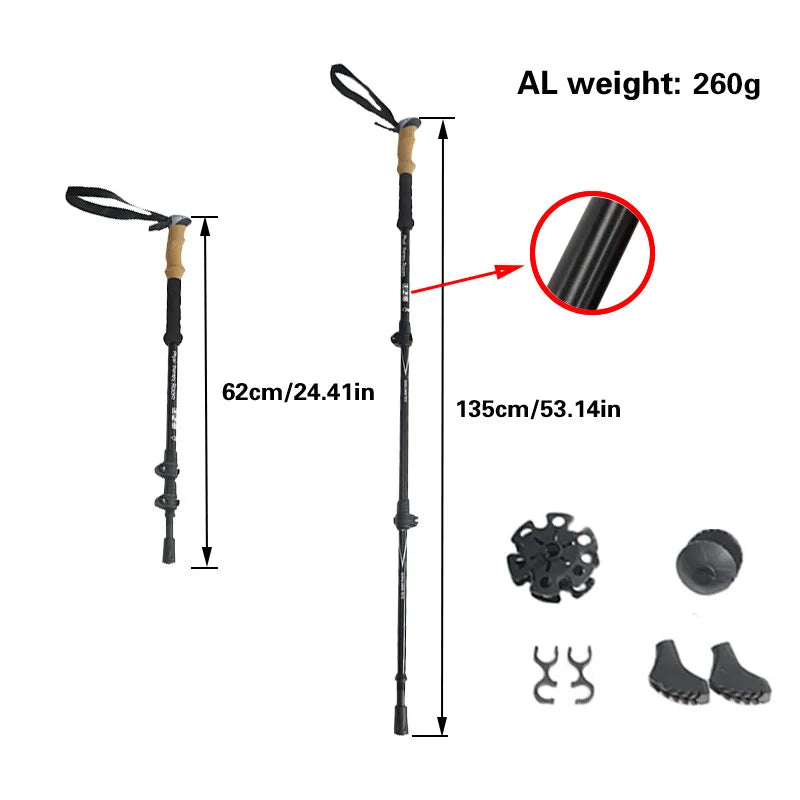 2 PCS Aluminum Alloy External Quick Lock Trekking Pole Nordic Walking Stick With Accessories For A Variety Of Terrain Scenarios
