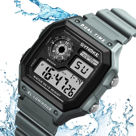 SYNOKE Military Sports Watch Digital Watch LED Men Clocks Relojes Deportivos Waterproof Luminous Alarm Clock Male 2019