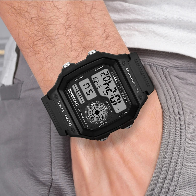 SYNOKE Military Sports Watch Digital Watch LED Men Clocks Relojes Deportivos Waterproof Luminous Alarm Clock Male 2019