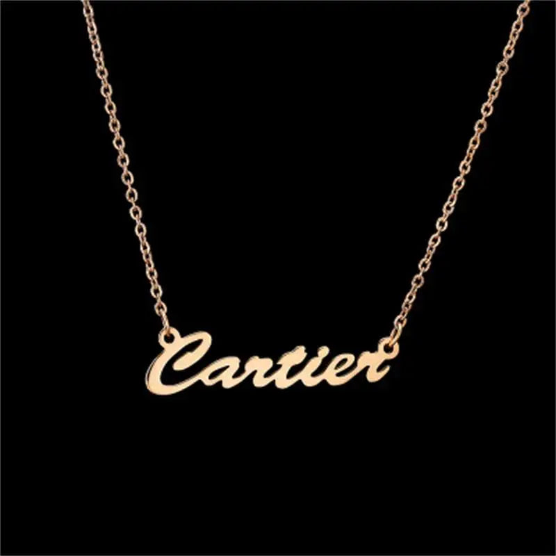 DUOYING Fashion Custom Neckalce Personalise Gold Name Necklaces Stainless Steel Letter Pendant Neckaces For Women Christmas Gift