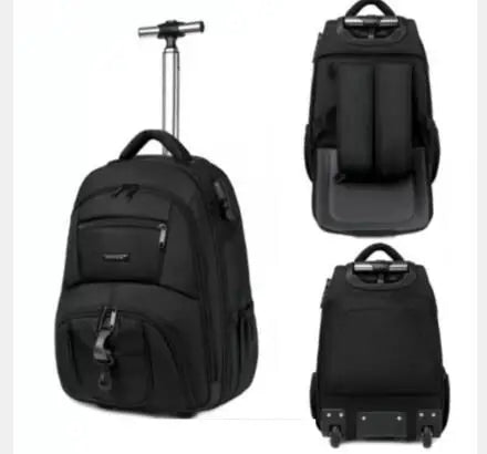 18 inch travel trolley bag men rolling backpack wheeled backpack school backpack with wheels trolley luggage bag for teenagers