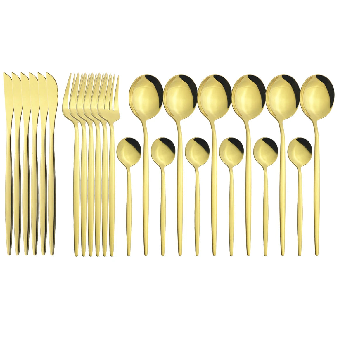 New 24Pcs Mix Color Dinnerware Set Stainless Steel Cutlery Set Dinner Knife Fork Spoon Luxury Flatware Party Kitchen Silverware