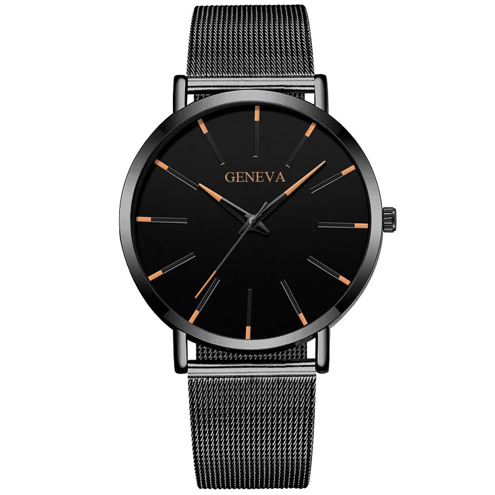 Luxury Minimalist Men's Fashion Ultra Thin Watches Simple Men Business Stainless Steel Mesh Belt Quartz Watch Relogio Masculino