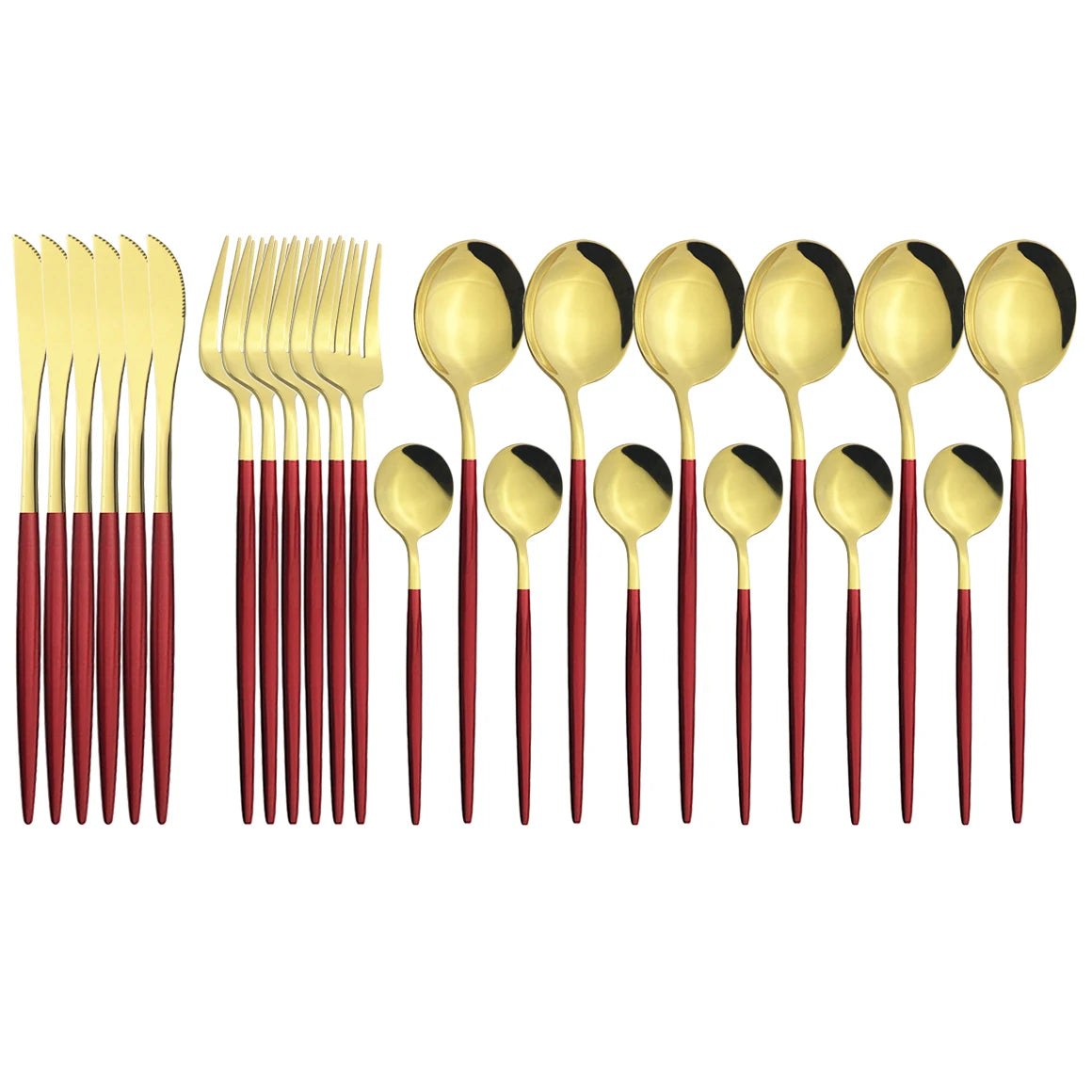 New 24Pcs Mix Color Dinnerware Set Stainless Steel Cutlery Set Dinner Knife Fork Spoon Luxury Flatware Party Kitchen Silverware