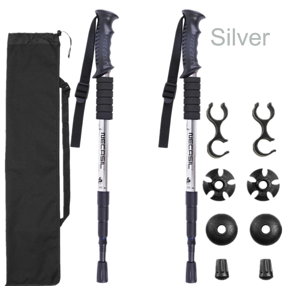 2pcs/lot Trekking poles hike walking stick nordic walking cane Aluminum ski camp telescopic baton outdoor hiking poles crutches