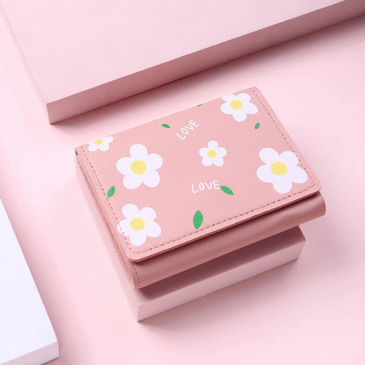 Women Cute Flower Wallet Small Hasp Girl Wallet Brand Designed Pu Leather Women Coin Purse Female Card Holder Wallet