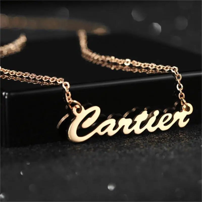 DUOYING Fashion Custom Neckalce Personalise Gold Name Necklaces Stainless Steel Letter Pendant Neckaces For Women Christmas Gift