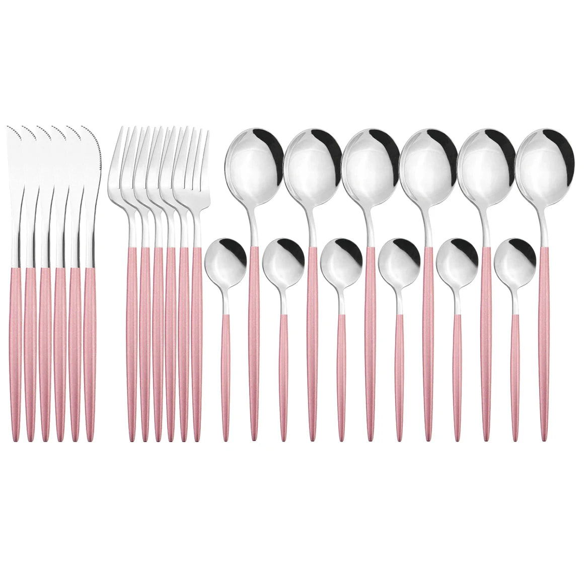 New 24Pcs Mix Color Dinnerware Set Stainless Steel Cutlery Set Dinner Knife Fork Spoon Luxury Flatware Party Kitchen Silverware