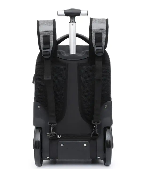 Travel Wheeled backpack bag On wheels Travel Rolling luggage Bag 18 Inch School Trolley Backpack Bag for teenagers large wheels