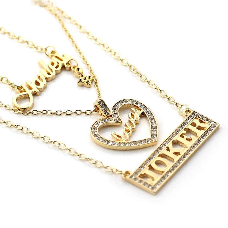 Drop Shipping Suicide Squads Jewelry Charm Jewelry Crystal Necklace Joker Necklace Lovers Necklace Wedding Jewelry