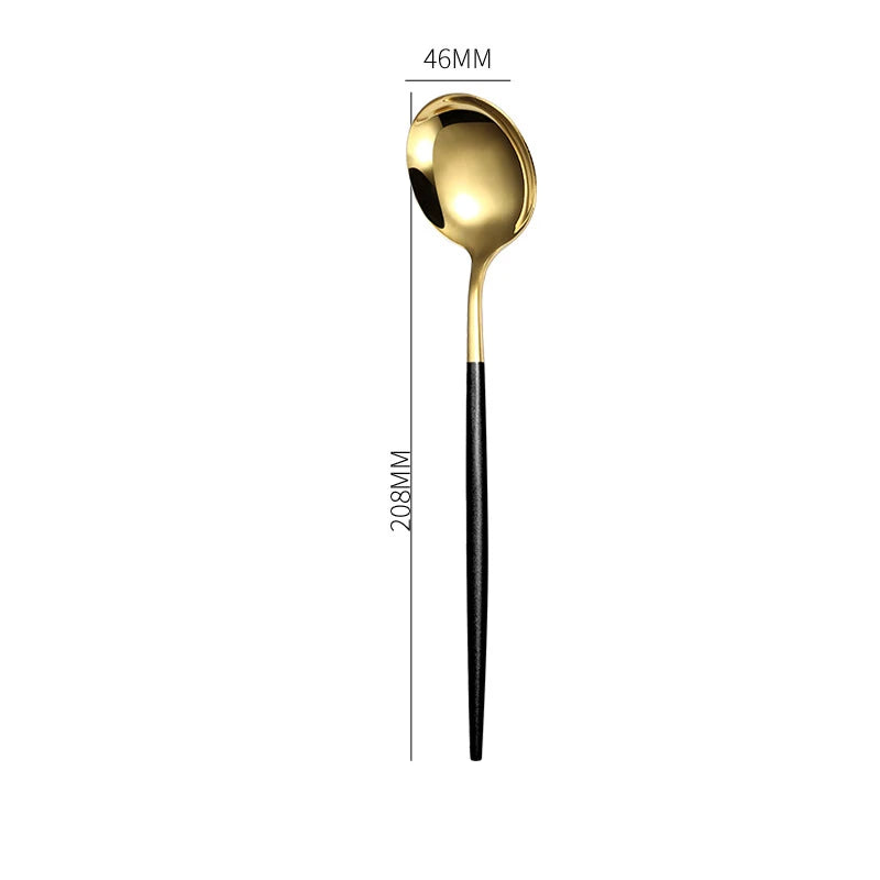 1PC Stainless Steel Gold Silver Dinnerware Tableware Coffee Spoon Steak Fork Knives Flatware Kitchen Cutlery Accessories