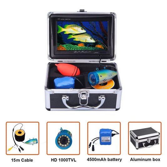 Fish Finder Underwater Fishing Camera Set 7 Inch LCD 38.5mm Waterproof Lens FishFinder for Outdoor Sea/Water Fishing