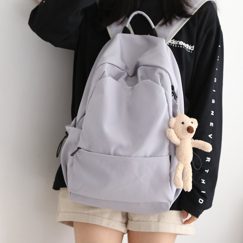 Mori Style Pure Color Female K-style Easiest for Match College Students' Backpack