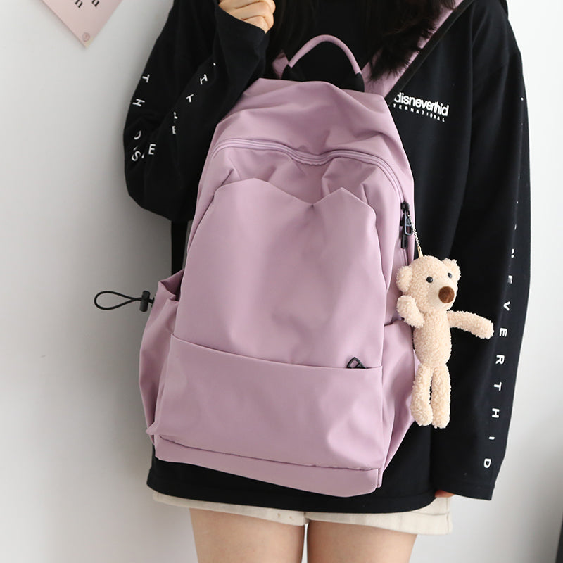 Mori Style Pure Color Female K-style Easiest for Match College Students' Backpack