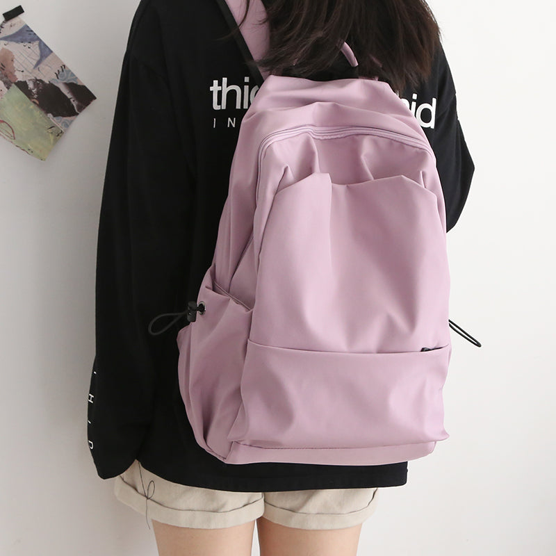 Mori Style Pure Color Female K-style Easiest for Match College Students' Backpack