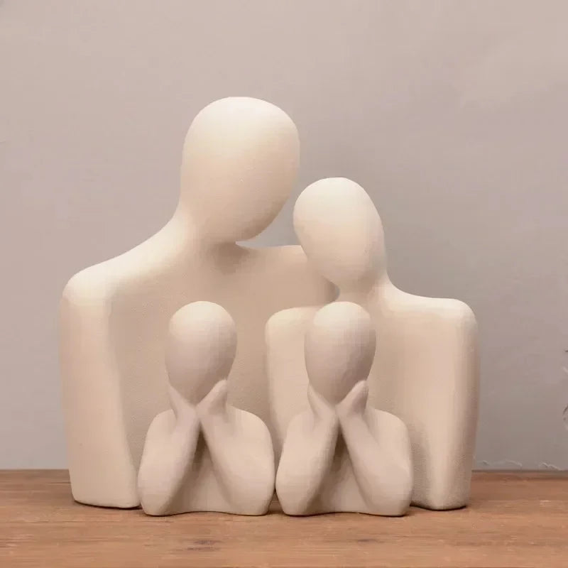 Home Decor Sculpture Ceramic Figure Statue Ornament Abstract Art Hugging Couple Statue Happy Family Modern Home Decor Crafts