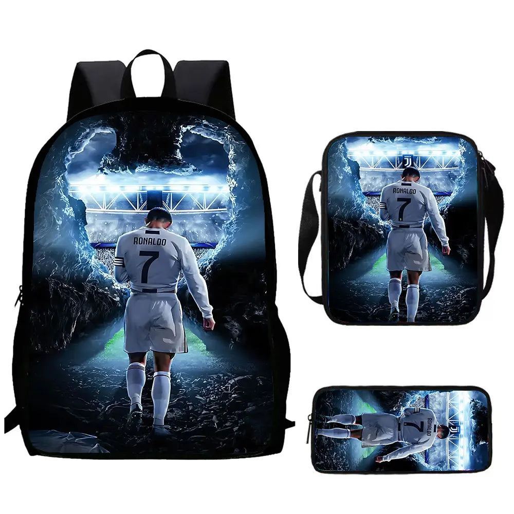 Cartoon C-CR7 Football-Stars Child School Backpack With Shoulder Bags Pencil Bags School Bags for Boys Girls Best Gift