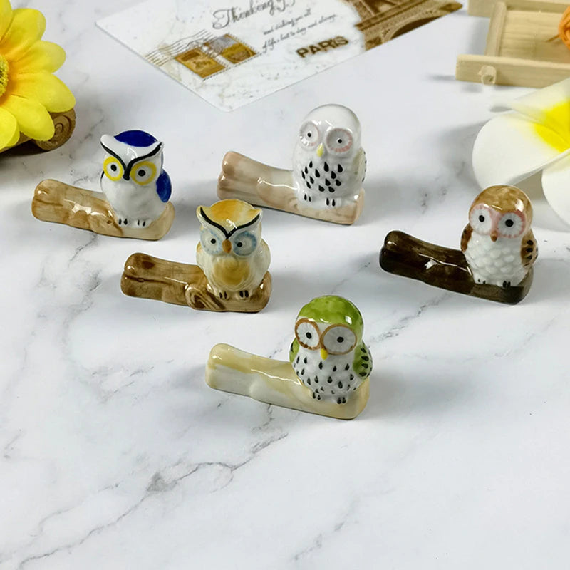 Cute Owl Ceramic Rack Chopsticks Stand Rest Knife Fork Holder Chinese Style Cutlery Chopstick Rest Kitchen Tools For Home Use