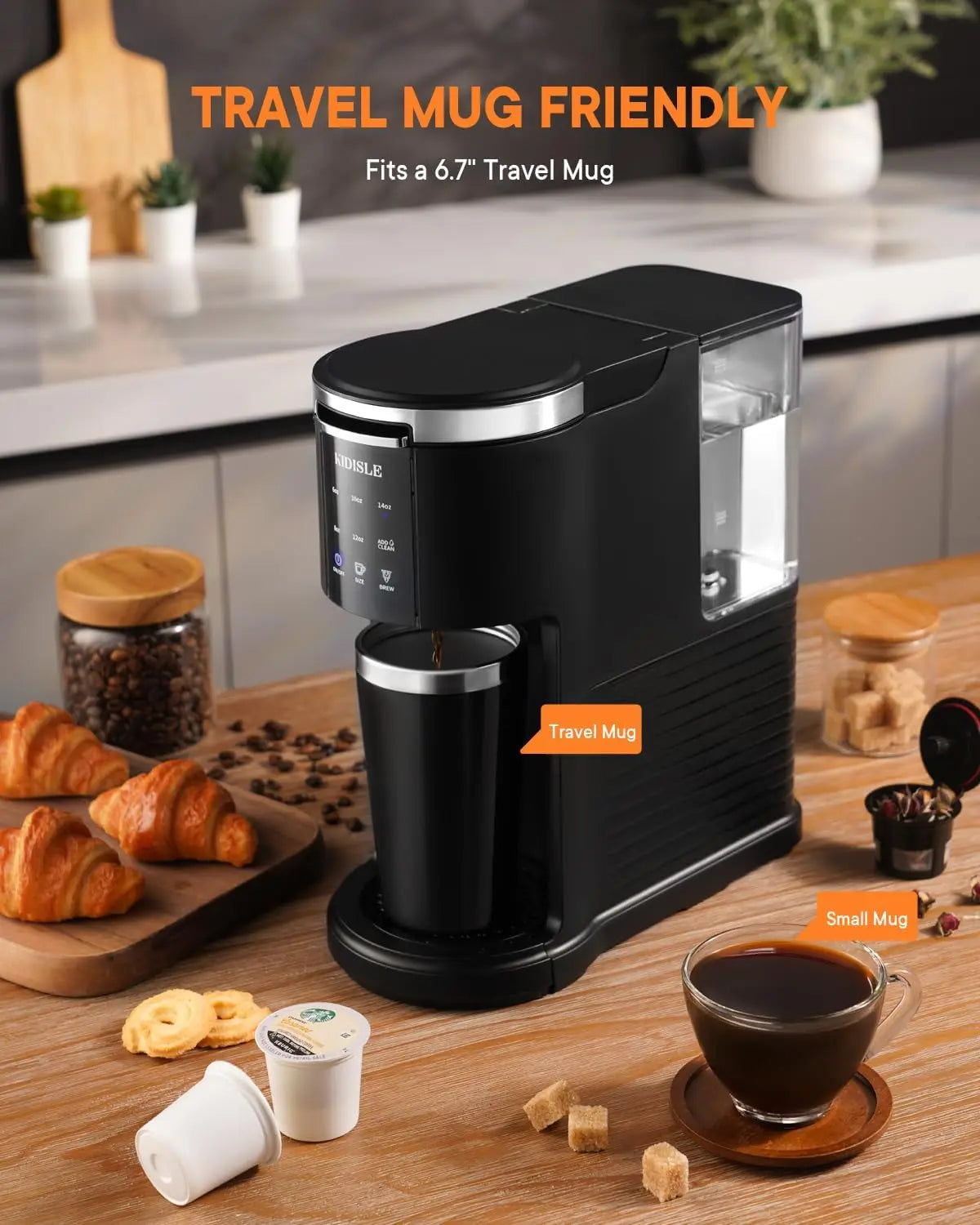 Single Serve Coffee Machine, 3 in 1 Pod Coffee Maker for K Cup Pods & Ground Coffee & Teas, 6 to 14oz Brew Sizes, with 40oz Remo