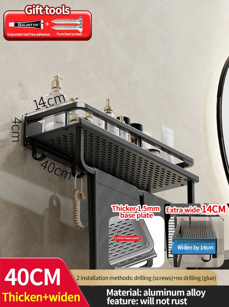 bathroom rack bathroom shelf toilet space aluminum hanging rack bathroom organizer hang on the wall