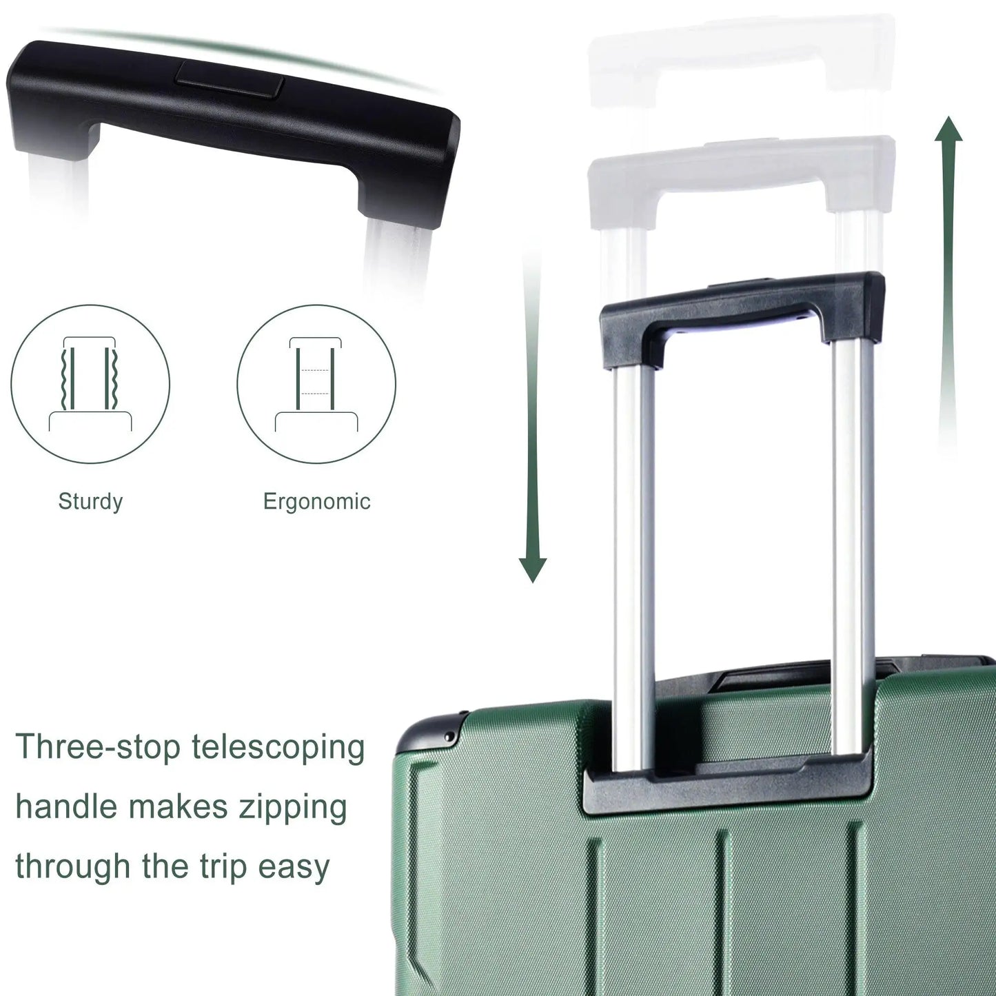 28-Inch Lightweight Durable ABS Hard Shell Luggage with Dual Wheels, Expandable Carry-On Suitcase