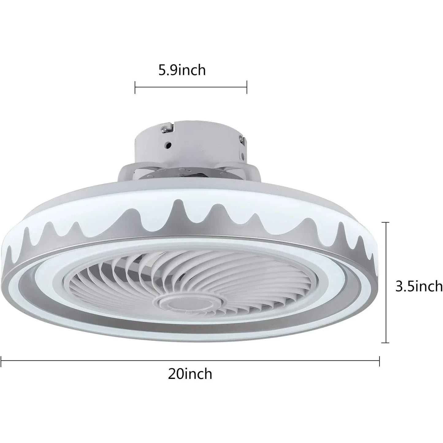 20 Inch Modern Invisible Ceiling Fan Light LED Chandelier Lamp Fixture Remote Control Flower Chandelier Ceiling Fan with Lights