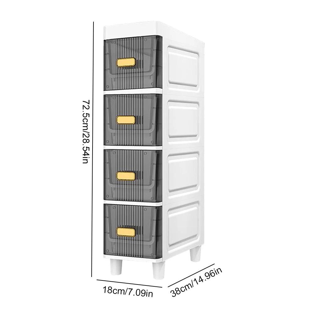 Narrow Toilet Drawer 4/5 Tier Waterproof Closestool Crevice Rack Narrow Organizer Rack Shelves for Small Spaces Bedroom Bathroom