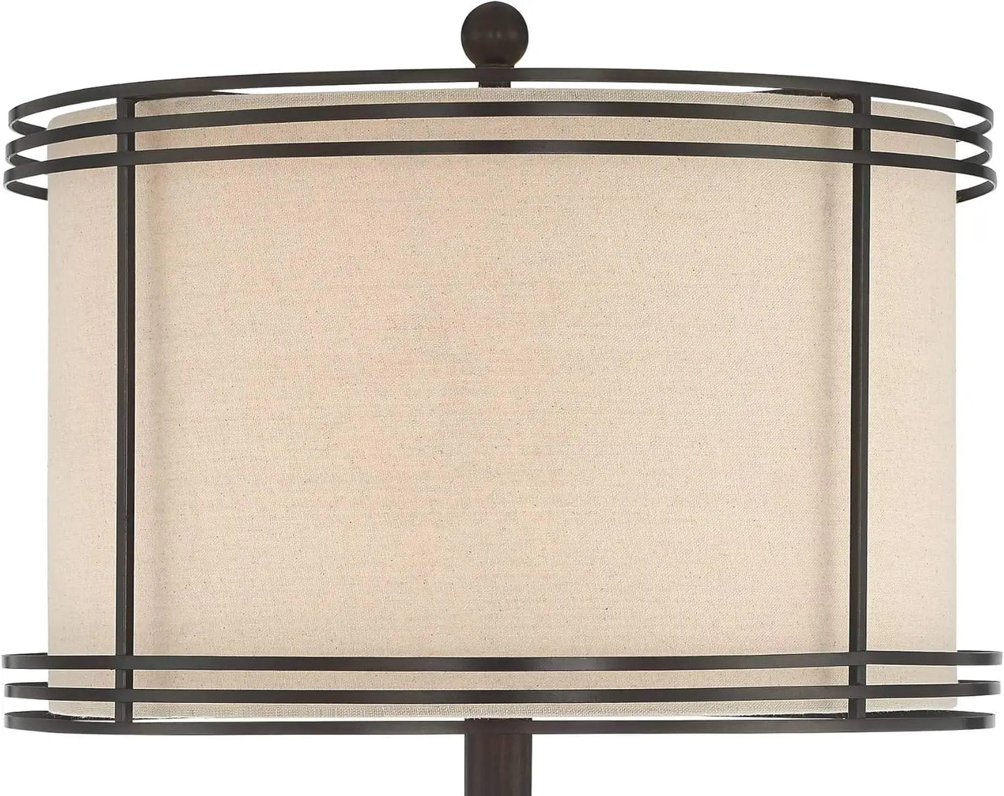 Barnes And Ivy Henson Rustic Industrial Farmhouse Standing Floor Lamp With Night Light Glass 63"" Tall Bronze Earthy Fabric