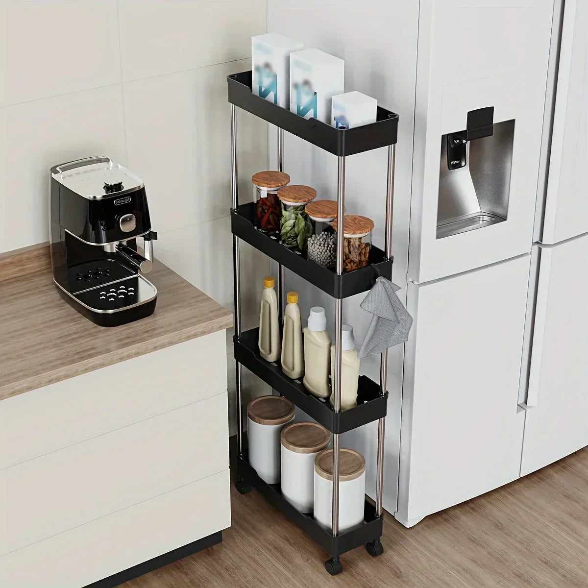 Toilet, bathroom, crevice storage rack, kitchen, narrow cabinet, living room, floor standing crevice rack，1pc