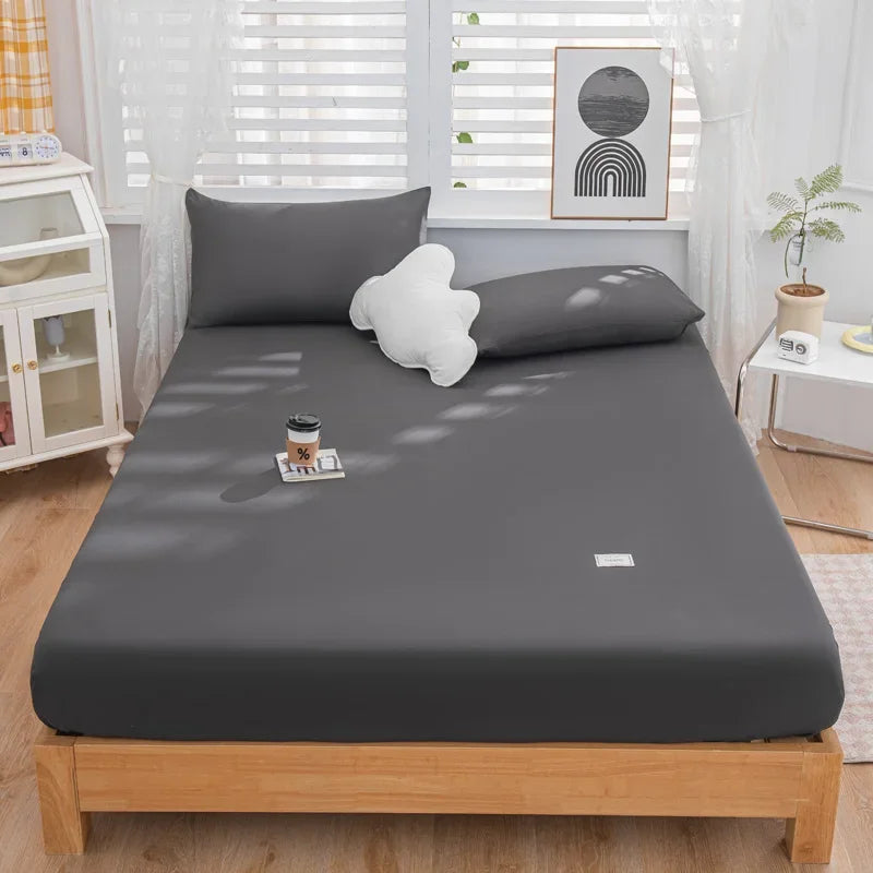 3pcs Fitted Sheet Microfiber Deep Pocket Bed Sheet Matcha Green Bedroom Bedding Sheets Set Solid Color Sheets with 2 Pillowcases