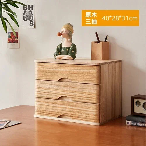Multi-Layer Wooden Desktop Storage Boxes, Solid Wood Drawer File Organizer, Computer Heightened Rack, Office Storage Cabinet.