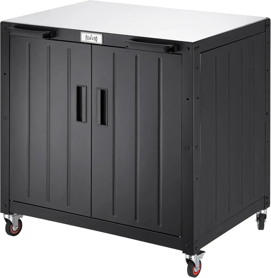 Cart Grill Cart with Storage Cabinet,Modular Outdoor Kitchen Island, Outdoor Grill Station with 304 Stainless Steel Top,Pizza Ov