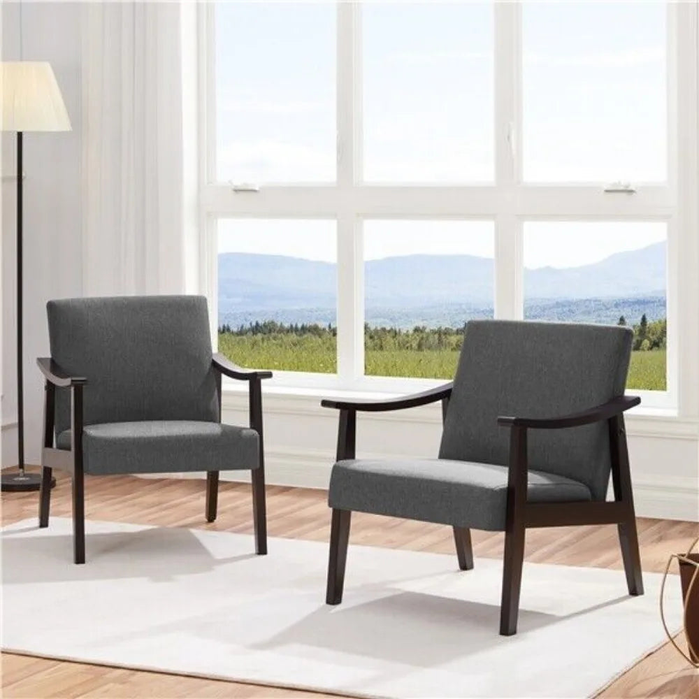 Accent Mid-Century Living Room Chair,Modern Linen Fabric Side Chair with High Back for Living Room/Office/Bedroom,Minimalist